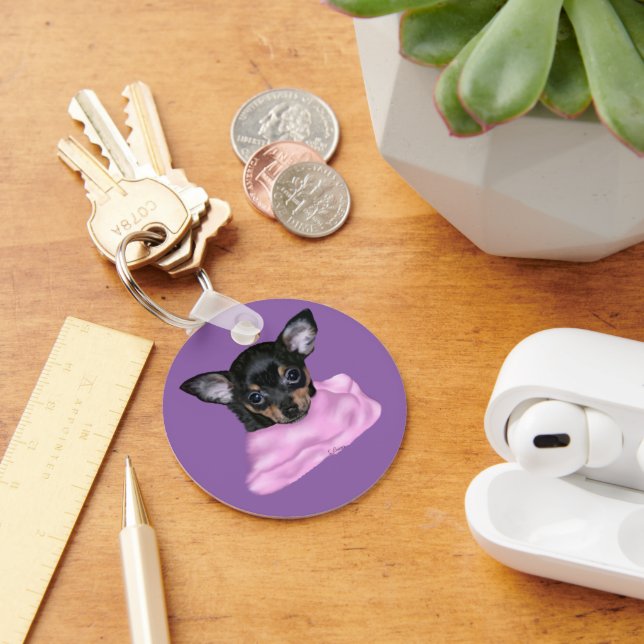 Black and Tan Chihuahua Puppy Keychain (Desk)