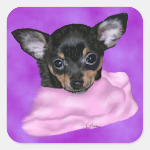 Black and Tan Chihuahua Puppy Square Sticker