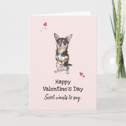 Black and Tan Chihuahua Valentines day Greetings Card