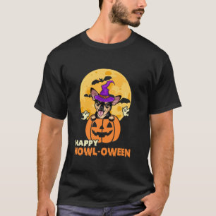 Black And Tan Chihuahua Witch Dog Happy Halloween  T-Shirt