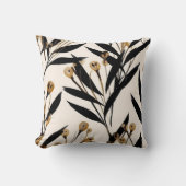 Black and Tan Contemporary Leaves Throw Pillow (Front)
