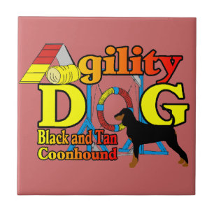 Black and Tan Coonhound Agility Tile