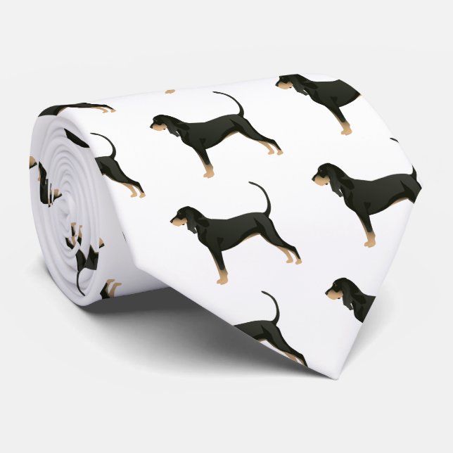 Black and Tan Coonhound Basic Breed Customizable Neck Tie (Rolled)