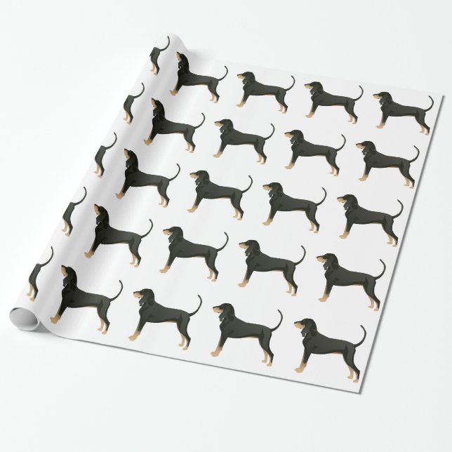 Black and Tan Coonhound Basic Breed Customizable Wrapping Paper (Unrolled)