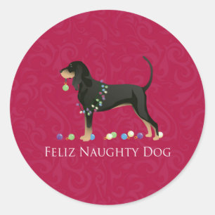 Black and Tan Coonhound Christmas Classic Round Sticker