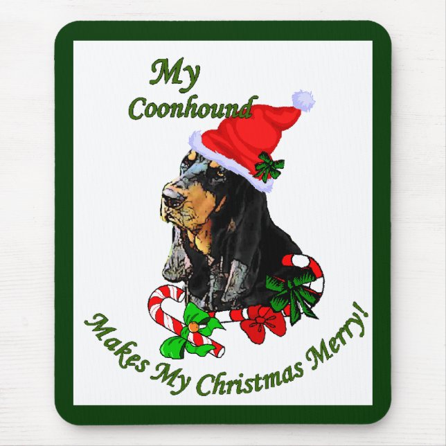 Black and Tan Coonhound Christmas Gifts Mouse Pad (Front)
