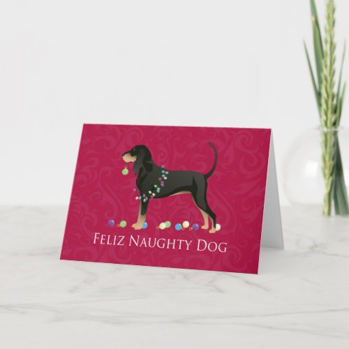 Black and Tan Coonhound Christmas Holiday Card