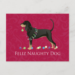 Black and Tan Coonhound Christmas Holiday Postcard