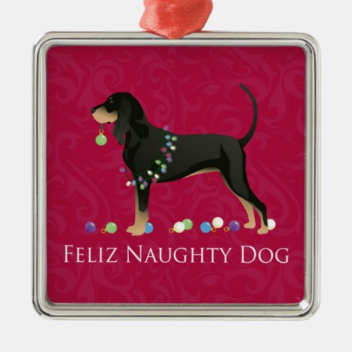 Black and Tan Coonhound Christmas Metal Ornament