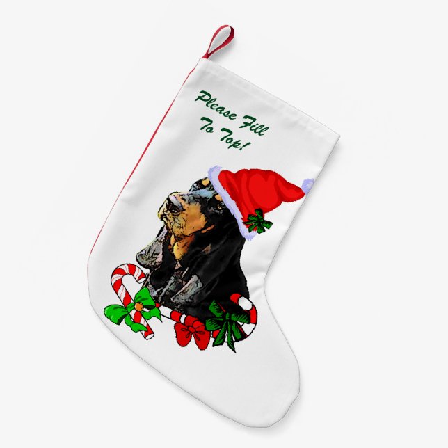 Black and Tan Coonhound Christmas Small Christmas Stocking (Front (Hanging))