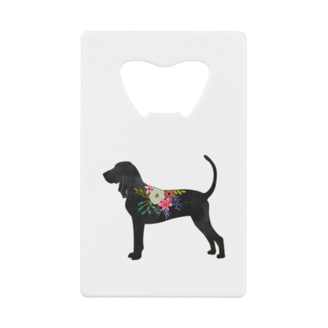 Black and Tan Coonhound Dog Boho Silhouette Credit Card Bottle Opener (Front)