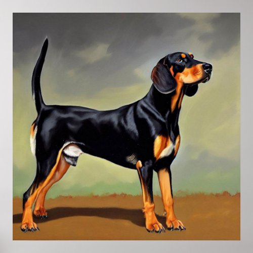 Black and Tan Coonhound Dog  Poster