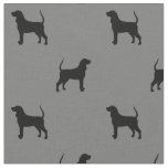 Black and Tan Coonhound Dog Silhouettes Patterned Fabric