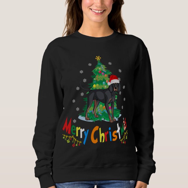 Black And Tan Coonhound Dog Ugly Christmas Sweater (Front)