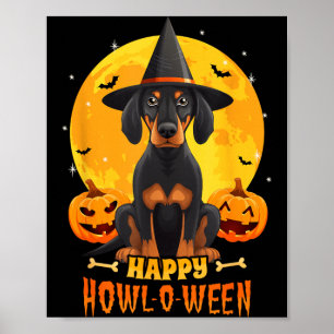 Black And Tan Coonhound Halloween Dog Howl O Ween Poster