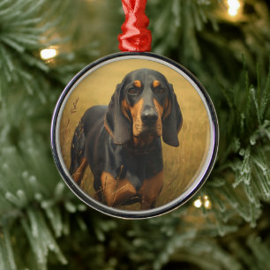 Black and Tan Coonhound Metal Ornament