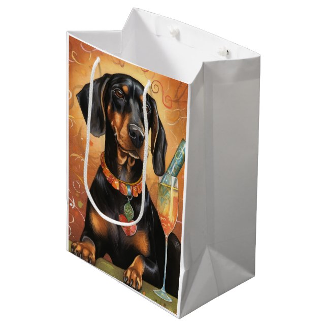 Black and Tan Coonhound  New Year  Medium Gift Bag (Front Angled)