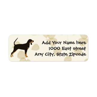 Black and Tan Coonhound on Tan Leaves Label