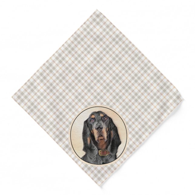 Black and Tan Coonhound Painting Original Dog Art Bandana (Front)