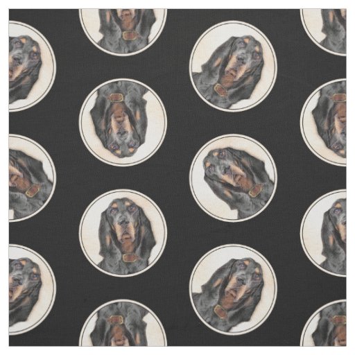Black and Tan Coonhound Painting Original Dog Art Fabric