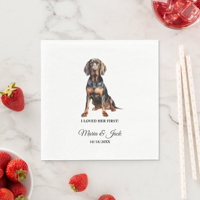 Black and Tan Coonhound Pet Cocktail Wedding  Napkins (Insitu)