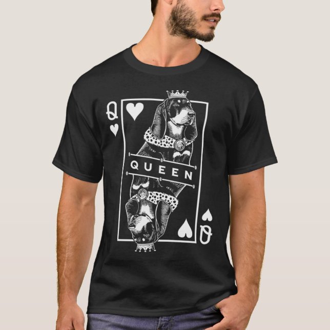 Black and Tan Coonhound Queen Of Hearts Dog  Pop T-Shirt (Front)