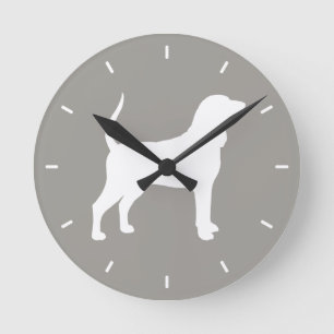 Black and Tan Coonhound Silhouette Round Clock