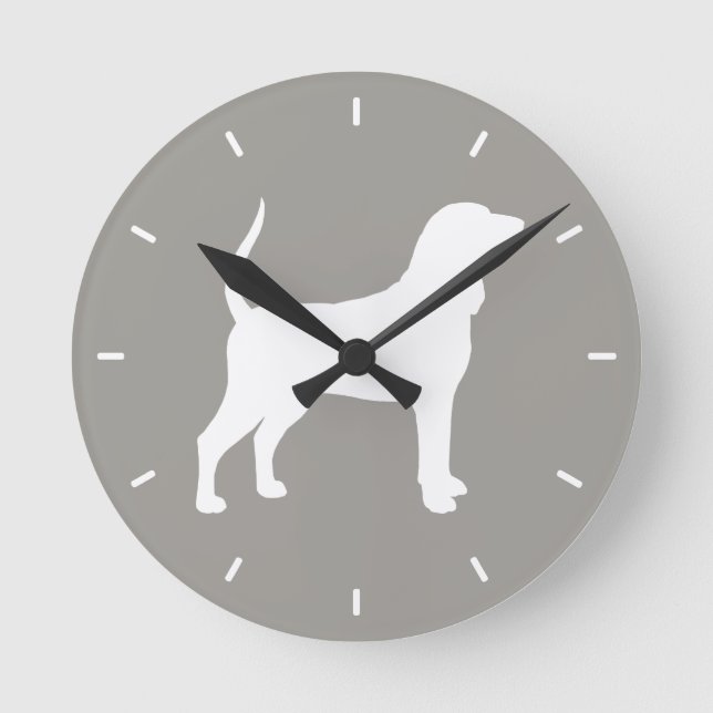Black and Tan Coonhound Silhouette Round Clock (Front)