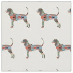 Black and Tan Coonhound Silhouette Tiled Fabric