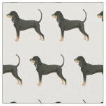 Black and Tan Coonhound Silhouette Tiled Fabric