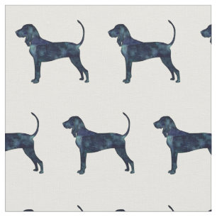 Black and Tan Coonhound Silhouette Tiled Fabric