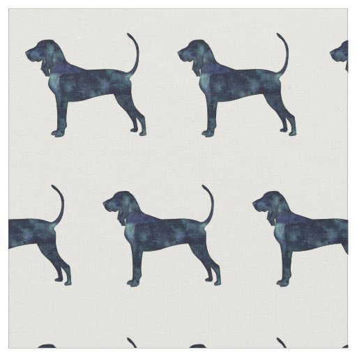 Black and Tan Coonhound Silhouette Tiled Fabric