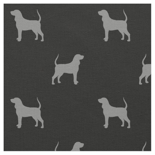 Black and Tan Coonhound Silhouettes Patterned Fabric