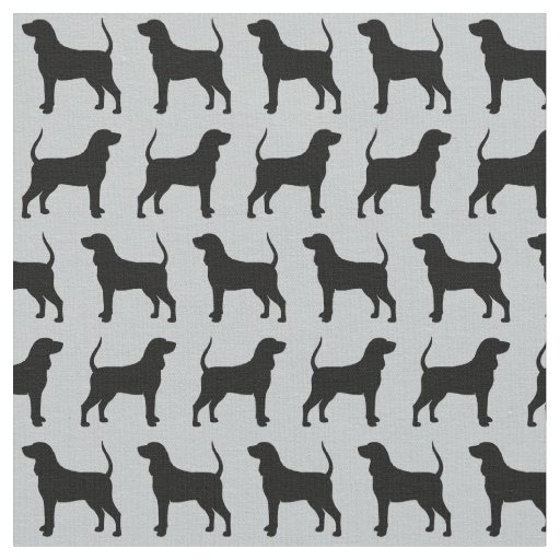 Black and Tan Coonhound Silhouettes Patterned Fabric