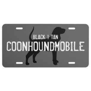 Black and Tan Coonhoundmobile Coonhound Silhouette License Plate