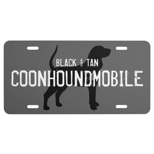 Black and Tan Coonhoundmobile Coonhound Silhouette License Plate (Front)