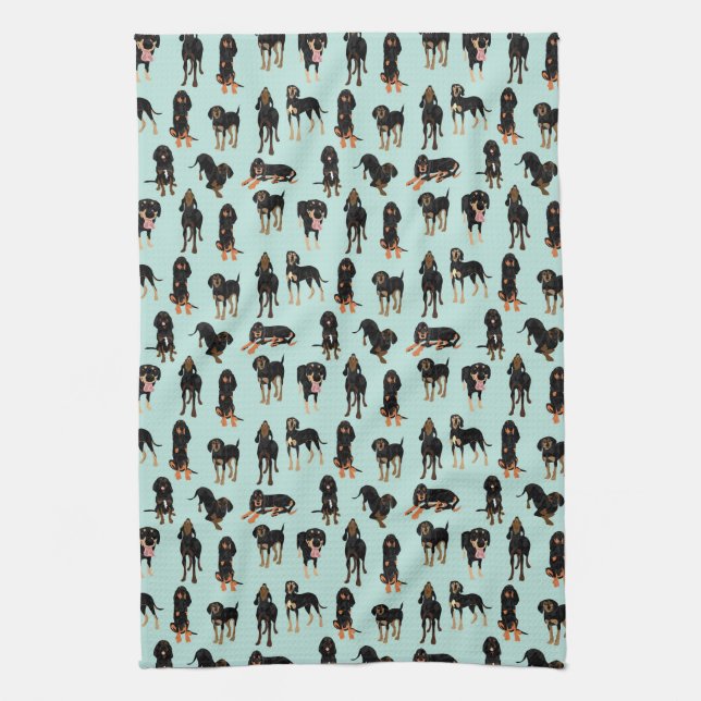 Black and Tan Coonhounds Kitchen Towel (Vertical)