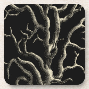 Black and Tan Coral Beverage Coaster