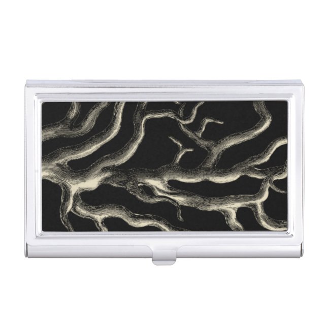 Black and Tan Coral Business Card Holder (Front)