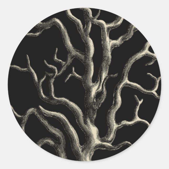 Black and Tan Coral Classic Round Sticker (Front)