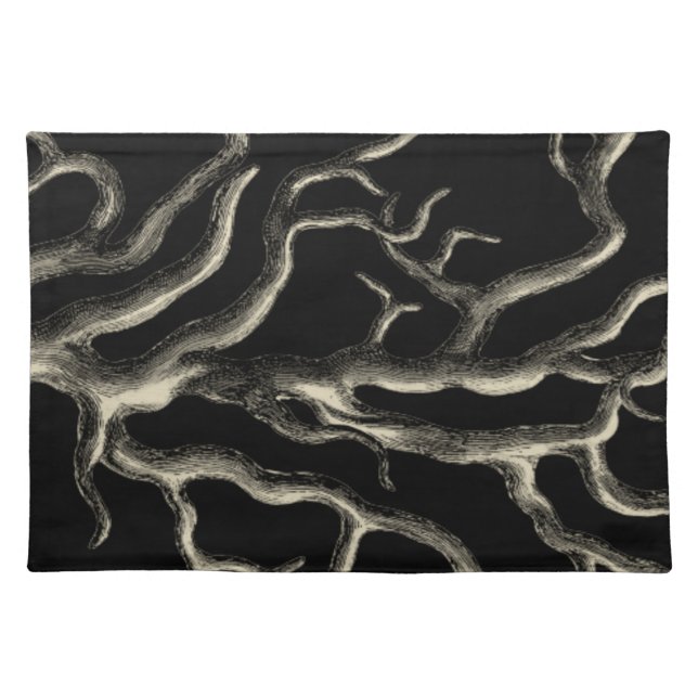 Black and Tan Coral Cloth Placemat (Front)