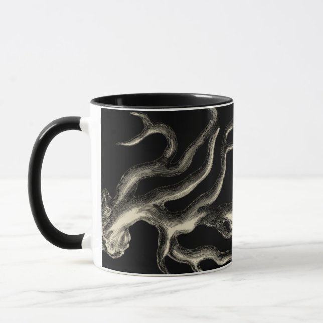 Black and Tan Coral Mug (Left)
