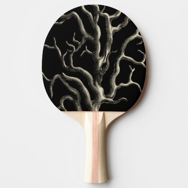 Black and Tan Coral Ping-Pong Paddle (Front)