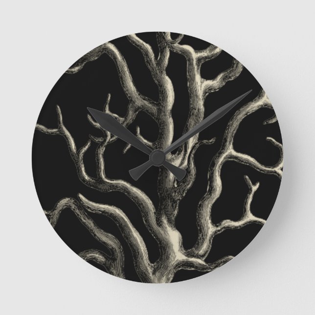 Black and Tan Coral Round Clock (Front)