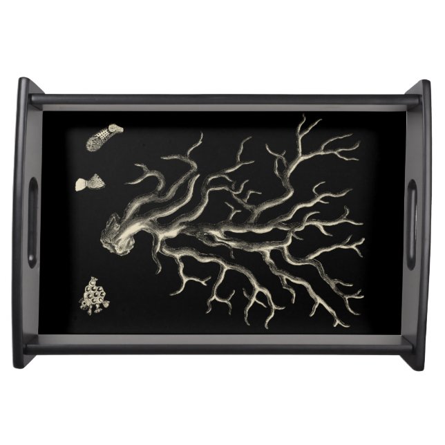 Black and Tan Coral Serving Tray (Front)