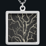 Black and Tan Coral Silver Plated Necklace<br><div class="desc">Go underwater to explore the sea with all these different sea creatures and see all the tan coral. This vintage piece of art is a perfect addition to any sea exploring lovers with a black background. Get your art print today on your product.</div>