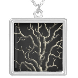 Black and Tan Coral Silver Plated Necklace