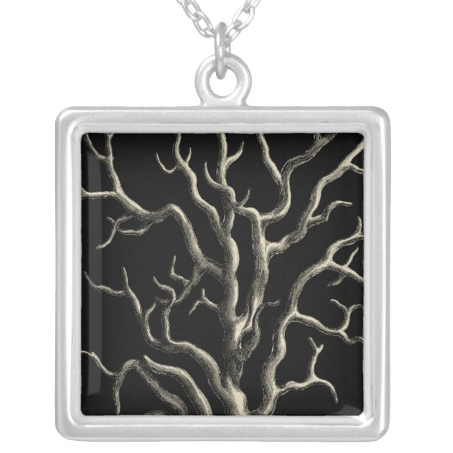 Black and Tan Coral Silver Plated Necklace (Front)