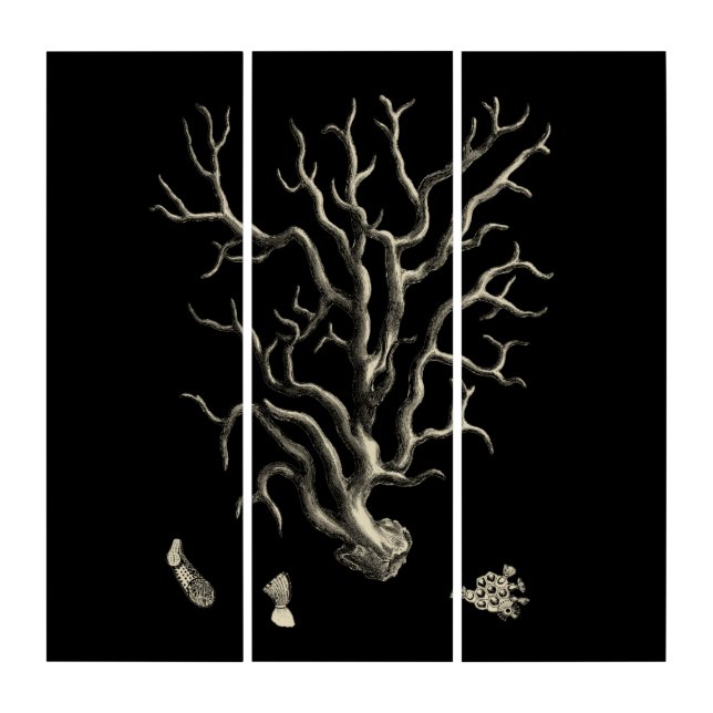 Black and Tan Coral Triptych (Front)
