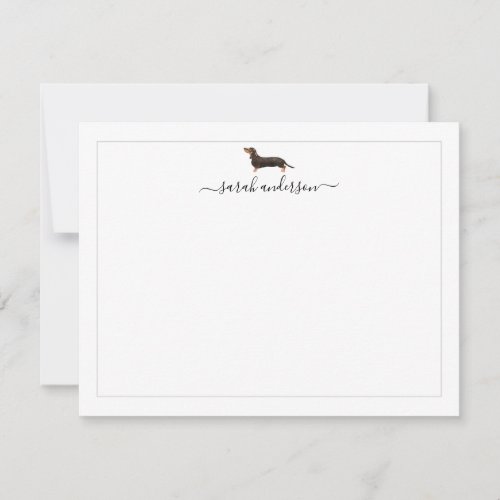Black and Tan Dachshund Border Personalized Note Card
